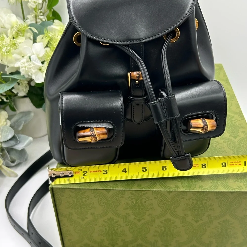 Gucci leather bamboo backpack made in Italy NWT